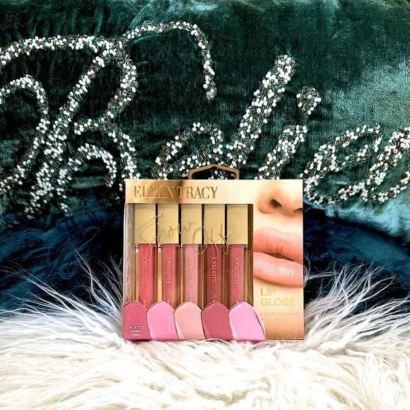 Ellen Tracy Lipgloss Set 5 piece ‘ SHOW OFF ‘ pink and mauve shades new in box - Picture 3 of 12